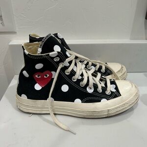 CdG Play x Converse Women's Polka Dot High-Top Sneaker! 🖤❤️